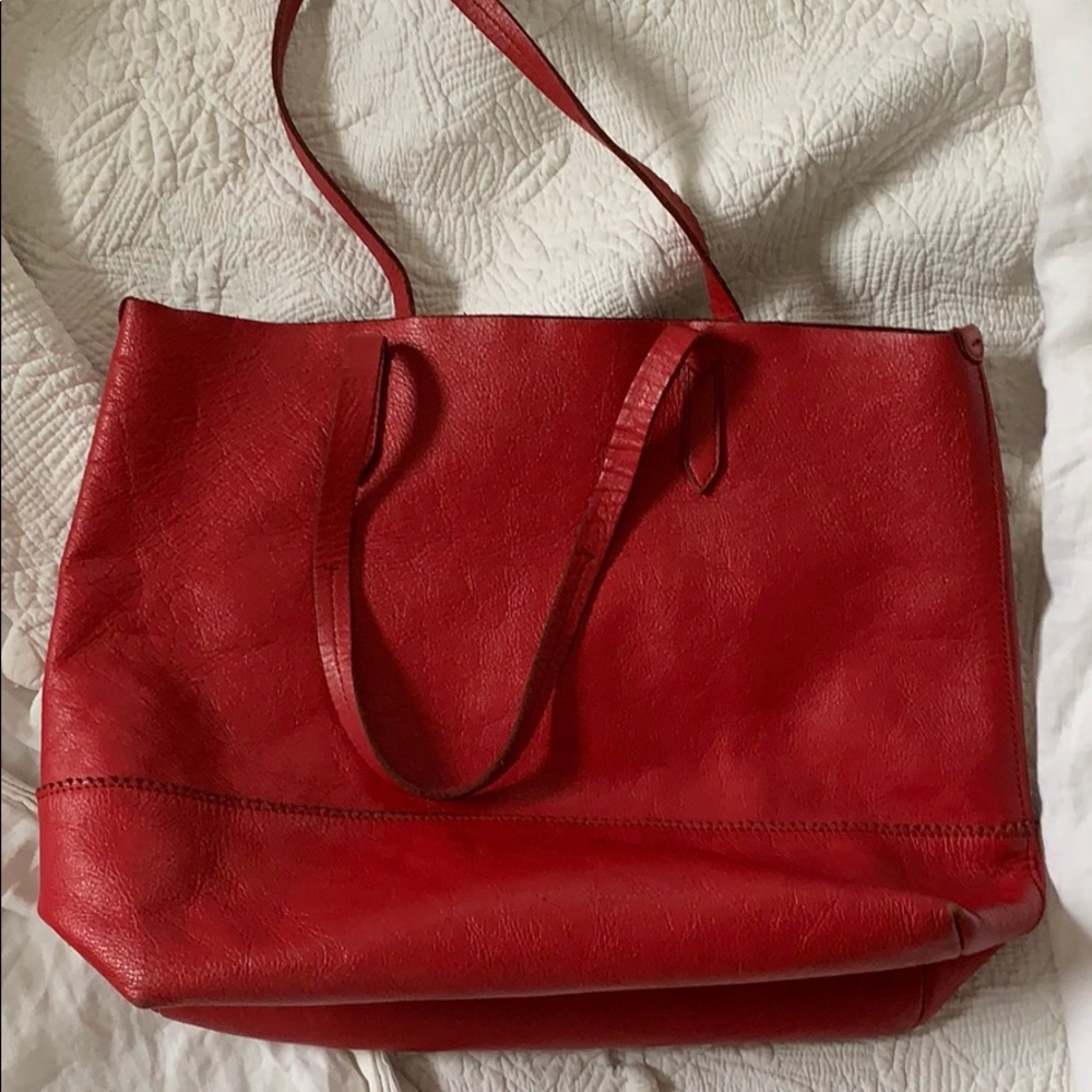 Madewell leather tote, red